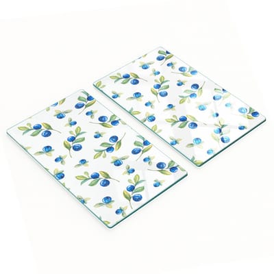 Multifunctionele decoratieve snijplanken van gehard staal voor de keuken, met bosbessenmotief, 2x30x52 cm