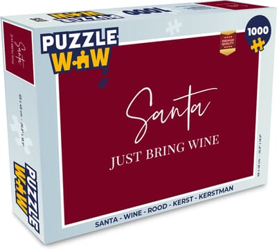 Puzzel Santa - Wine - Rood - Kerst - Kerstman - Legpuzzel - Puzzel 1000 stukjes volwassenen - Kerst - Cadeau - Kerstcadeau voor mannen, vrouwen en kinderen