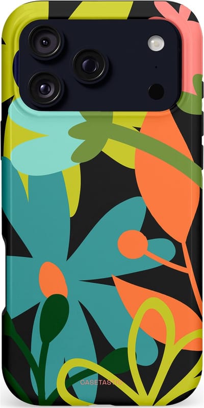 Casetastic hoesje geschikt voor Apple iPhone 17 Pro Max - MagSafe - Dubbellaagse bescherming - Botanisch Feest - Fashion Case - Zwart Olijfgroen Goud Petrol