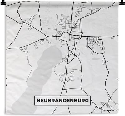 Wandkleed - Wanddoek - Neubrandenburg - Stadskaart - Kaart - Plattegrond - 180x180 cm - Wandtapijt