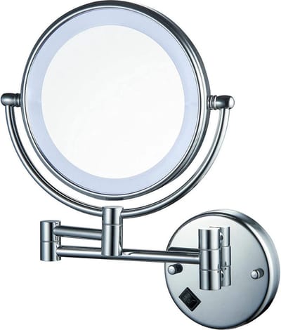 Wand Make-up Spiegel - Vergrootglas Spiegel - Nauwkeurig Op Maken - 360 Graden Draaibaar - 8 Inch - Zilver