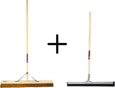 Synx Tools Coco Binnenbezem 90cm + Vloertrekker 35cm met Steel 150cm - Zaalveger – Vloerreiniger – Extra breed - Zachte bezem kokos met steel 160cm