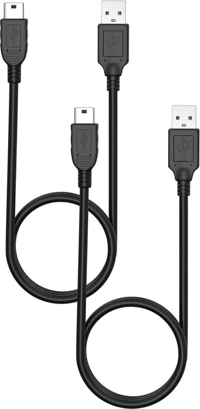 2X USB 2,0 naar Mini USB Kabel Zwart - 1 meter