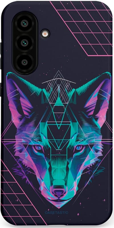 Casetastic hoesje geschikt voor Samsung Galaxy A36 / Samsung Galaxy A56 - Dubbellaagse bescherming - Neon Wolf - Fashion Case - Donkerblauw