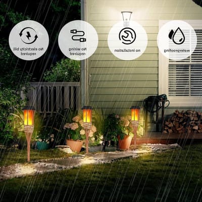 Zonne Fakkel - Tuinlamp Vlam - Sfeervol Verlichten - Dansende Vlam Effect - 4 Stuks - Natuurlijk