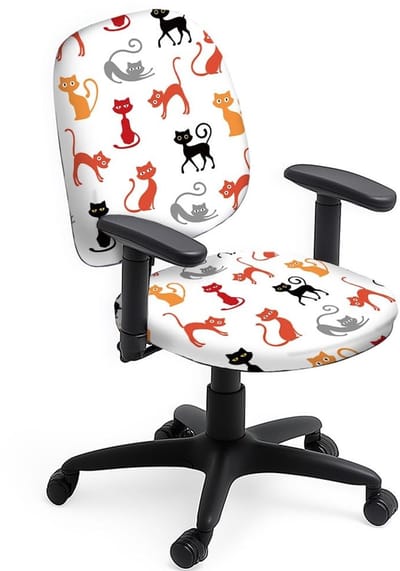 Dailygoods- Bureaustoelhoezen 2 Stuks - Kattenontwerp - Rekbare Stoelhoes - Universele Bureaustoel - Kantoorgeschenken - Gemengde Kleur