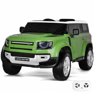 Land Rover Defender 12V Elektrische Kinderauto 1 tot 6 jaar – Officieel Gelicentieerd Accuvoertuig met Afstandsbediening – Luxe Off-Road SUV met Bluetooth, Schokdempers & Kofferbak – Groen