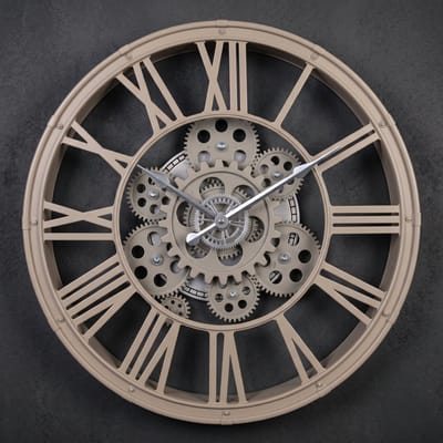 Cheqo® Wandklok met Roterend Uurwerk - Draaiende Tandwielen - Industrieel - Radarklok - Radar Wandklok - Bewegende Tandwielen - Muurklok - Vintage - Retro voor Woonkamer - Slaapkamer en Kantoor - Analoog - Decoratief