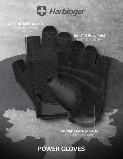 Harbinger Power 2.0 Unisex Fitness Handschoenen - Zwart - L