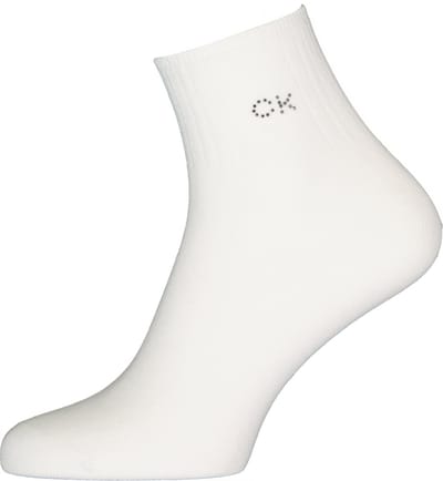 Calvin Klein damessokken Allison (1-pack) - enkelsokken met kristal logo - wit