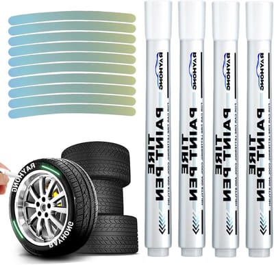 Waterproof Markers Set van 4 voor Banden, Keramiek, Hout, Leer en Plastic met Reflecterende Stickers