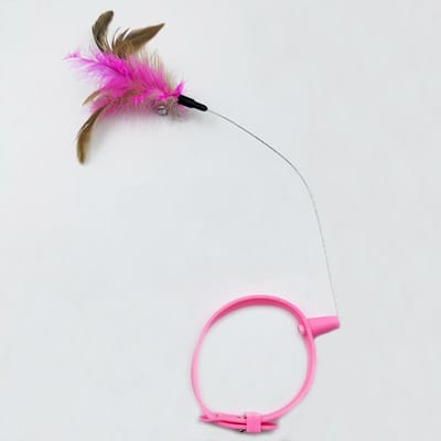 Kattenhalsband speelgoed bevestigd, siliconen katten plagende hengel verstelbare kattenverenhalsband speelgoed met bel katten interactief plagende speelgoed