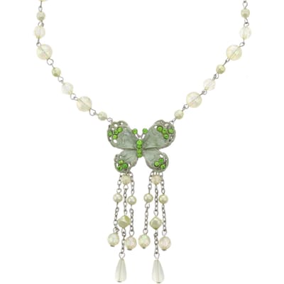 Behave - Groene Kralenketting met Vlinder - 38 cm - Speels en Elegant