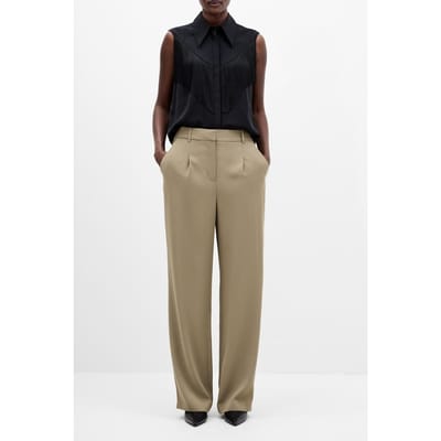 French Connection Vinnie Suiting Pleated Trouser Washed Khaki Maat: 18 | Pantalons Outlet | Dames | Bruin