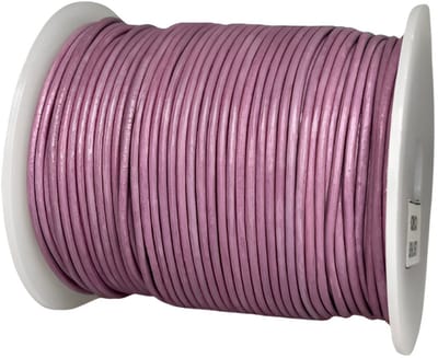 Leren Koord Rond, 50 m x 1.5 mm - Rond Lederen Koord, Voor Halskettingen, Armbanden, Sieraden, Knutselkralen en Veters (Lilac)