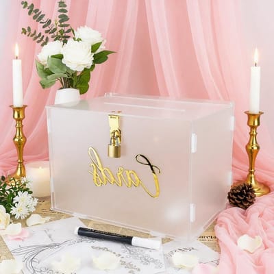 Acryl Trouwdoos - Geschenkdoos Slot - Bruiloft Decoratie - Mat Glanzende Textuur - 11 Inch Rechthoek - Mat Wit