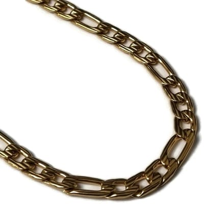 Aramat Jewels | Halskettingen | Goudkleurige Figaro Ketting Staal – Dames & Heren Schakelketting RVS | | | |6mm | Staal | Volwassenen | Verkleurd niet
