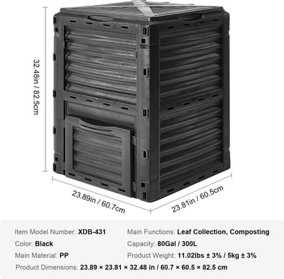 Compostbak - Compostvat - 220 Gallon - Compost - Uitschuifbare Buitencompostbak met Groot Volume - Snelle Compostering - Composter - Prullenbak