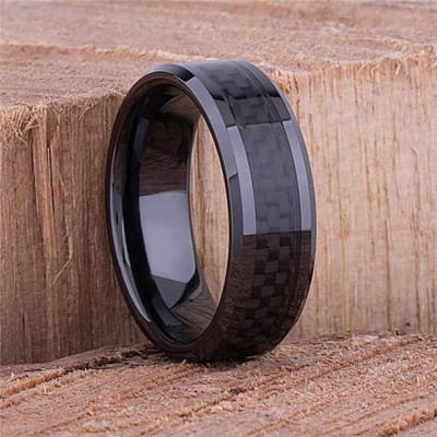 Mode Mannen Titanium Roestvrij Staal Ringen Ingelegd Zwarte Koolstofvezel Ringen Voor Mannen Vrouwen Bruiloft Verloving Feest Sieraden Cadeaus 6 black