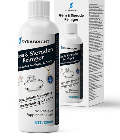 Dynabright Ultrasoon Reinigingsvloeistof - 120 ml – Ultrasonic Cleaner Vloeistof - Dieptereiniging voor Sieraden & Brillen – Zonder Schrobben – Veilig, Geurloos & Streeploos Resultaat