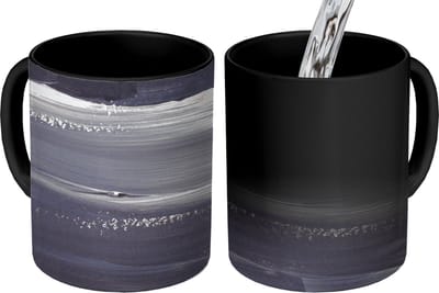 Magische Mok - Foto op Warmte Mokken - Koffiemok - Verf - Abstract - Zwart - Magic Mok - Beker - 350 ML - Theemok