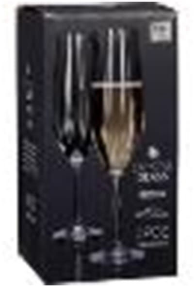 Excellent Houseware Champagneglazen - 4x stuks - kristal - streep dessin - 260 ml - H25 cm