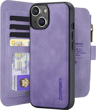 CaseMania Bookcase hoesje geschikt voor iPhone 11/XR - Effen Lila - Kunstleer - Portemonnee met 14 Vakjes voor Pasjes en Ritsvak
