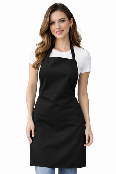 Budget - Basics - Horecaschort - Unisex Schort - Actieschort - Keukenschort - Catering - Kookschort - Halterschort - 65 x 90 cm - 100% katoen - zwart