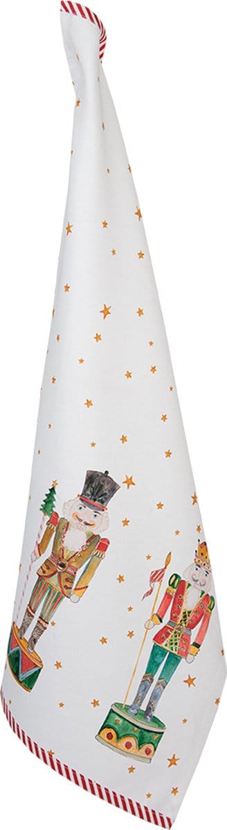 Clayre & Eef Theedoek 50x70 cm Wit Rood Katoen Rechthoek Notenkrakers Keukenhanddoek