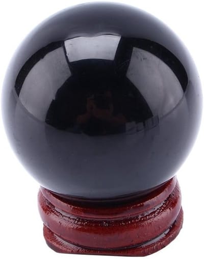 Glazen bal van helder kristal met standaard, perfect als verjaardagscadeau en voor huis- of kantoordecoratie, 40mm zwart