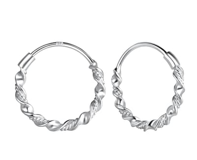 Joy|S - Zilveren oorringen - 14 mm / 1.8 mm - twisted - sterling zilver 925 oorbellen