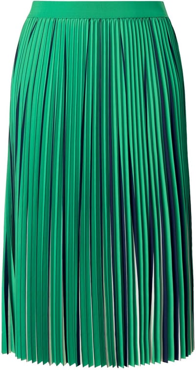 Ulla Popken - Dames - Geplooide rok met print A-lijn elastische tailleband - Natuurgroen - Maat 54+