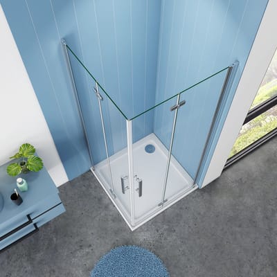 Serie Poppy - Douchecabine Rechthoek - 70x100 - Dubbele Vouwdeur - Chroom - 6mm Helder Veiligheidsglas - Antikalk