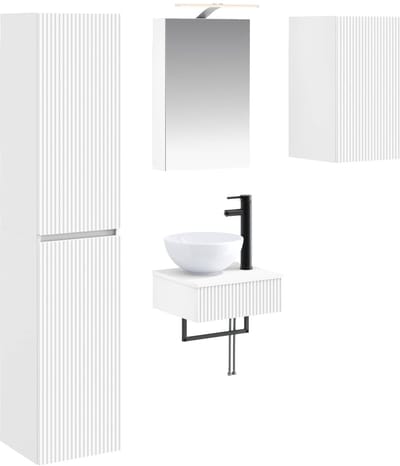vidaXL Badkamermeubelset 5 st Wit Bewerkt hout en glas