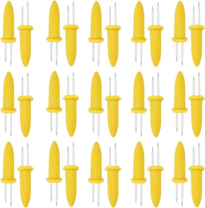 Set van 30 Maïshouders van RVS, Dubbele Corn Holders en BBQ Prikkers voor Thuis en Kamperen