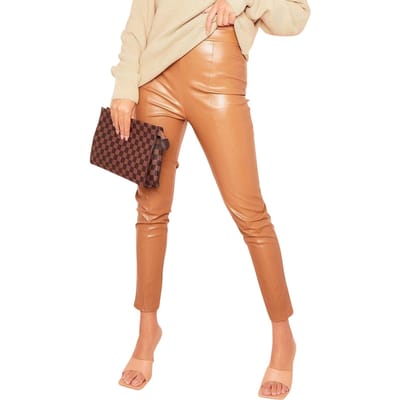 Missy Empire Dames Nepleren Broek (Camel)