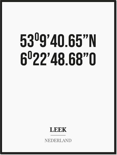 Poster/kaart LEEK met coördinaten