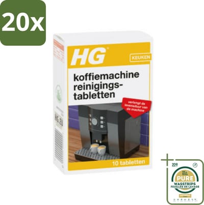 20 x HG Koffiemachine Reinigingstabletten 10 tabletten - Grootverpakking - Koffiemachine Reinigen - Koffiemachine Ontkalken - Koffiemachine Schoonmaken - Koffiemachine Onderhoud - Koffiemachine Reinigingstabletten