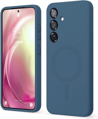 Stravo Hoesje Geschikt voor Samsung Galaxy S24 – Siliconen Cover Hoes met MagSafe – Slank & Lichtgewicht – Schokbestendig – Anti-Fingerprint – Siliconen Case voor Samsung Galaxy S24 - Blauw