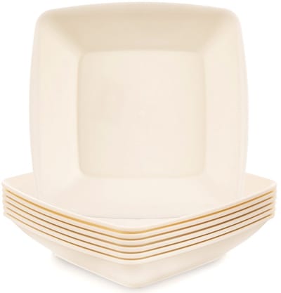 Diep Borden Plastic Crème 17,5 cm, 500 ml 6 stuks - Set - Soepbord - Diepe Borden - Pastabord