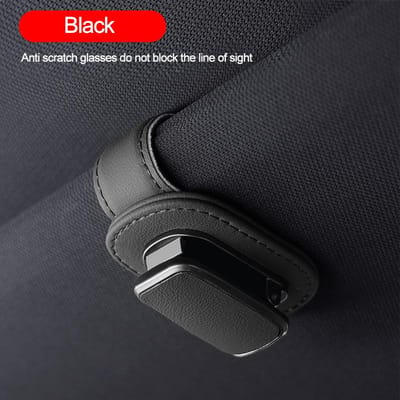 Autobrilhouder met clip voor zonneklep, zonnebrilhouder van supervezelleer voor auto-interieuraccessoires. zwart