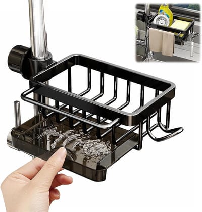 Aluminium Sponshouder Aanrecht Opknoping Organizer - Multifunctionele Keuken Badkamer Opslag aanrecht organizer