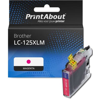 PrintAbout huismerk Inktcartridge LC-125XLM Magenta Hoge capaciteit Geschikt voor Brother