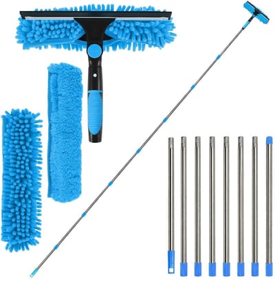 Nexvo® Ramenwasser Telescopisch - Ramenwasser - Ruitenreiniger - Blauw - ‎44cm x 16cm x 8cm