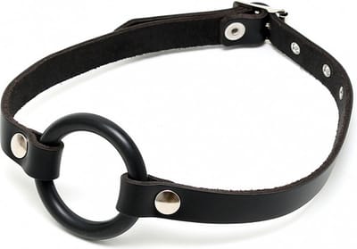 Bondage Play - leren mondknevel met O-ring
