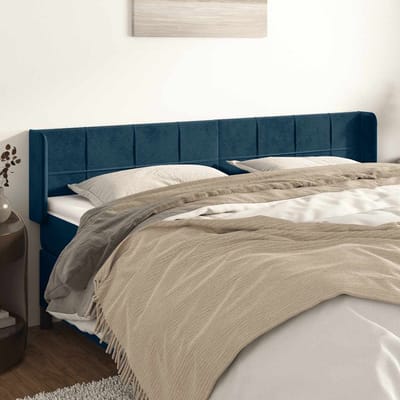 vidaXL - Hoofdbord - met - randen - 203x16x78/88 - cm - fluweel - donkerblauw