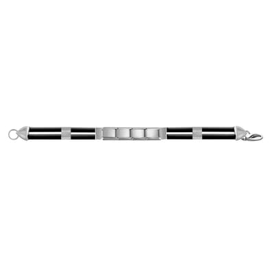 Quiges - 9mm -Schakel - armband - Zilveren Glanzend - Zwart - Geschikt voor - Bedel - SchakelBedel - italy bedels