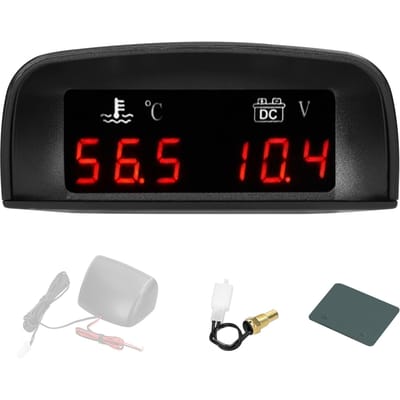 2 in 1 universele auto digitale meter watertemperatuur spanningsmeter voltmeter 936V met 18NPT zwart