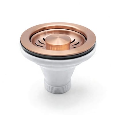 Waterval Korfplugset 114 mm – Zonder Overloop – RVS 304 – G1½ – Geschikt voor 90 mm Spoelbak – Rose Copper