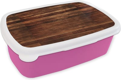 Broodtrommel Roze - Lunchbox - Brooddoos - Hardhout - Robuust - Patronen - 18x12x6 cm - Kinderen - Meisje